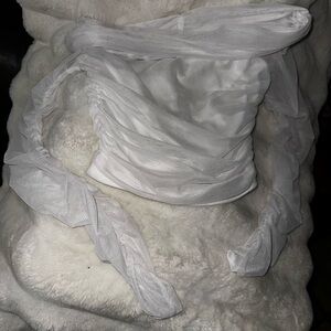 Brand New XS Elegant White Sheer Off-Shoulder Top